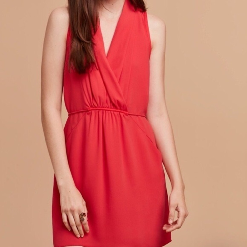 Aritzia Wilfred Sleeveless “Sabine” Wrap Dress XS Small Coral